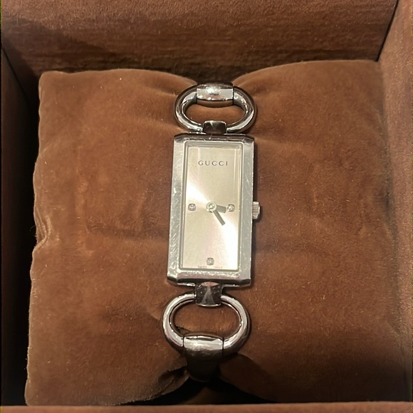 Gucci Tornavoni Horsebit Stainless Steel Quartz Ladies Watch Diamond Accents - Picture 1 of 9